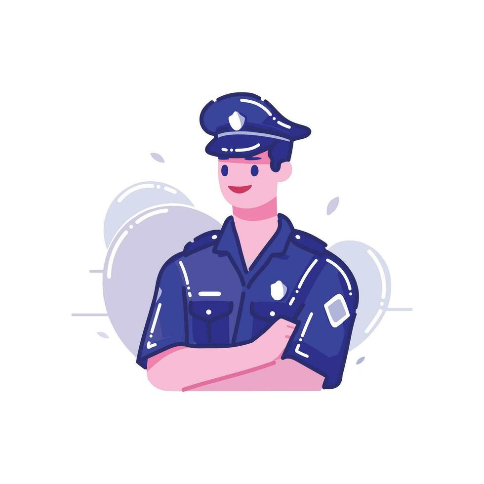 cute policeman in flat style isolated on background vector