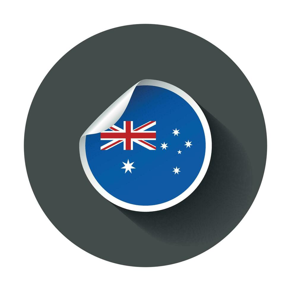 Australia sticker with flag. Vector illustration with long shadow.