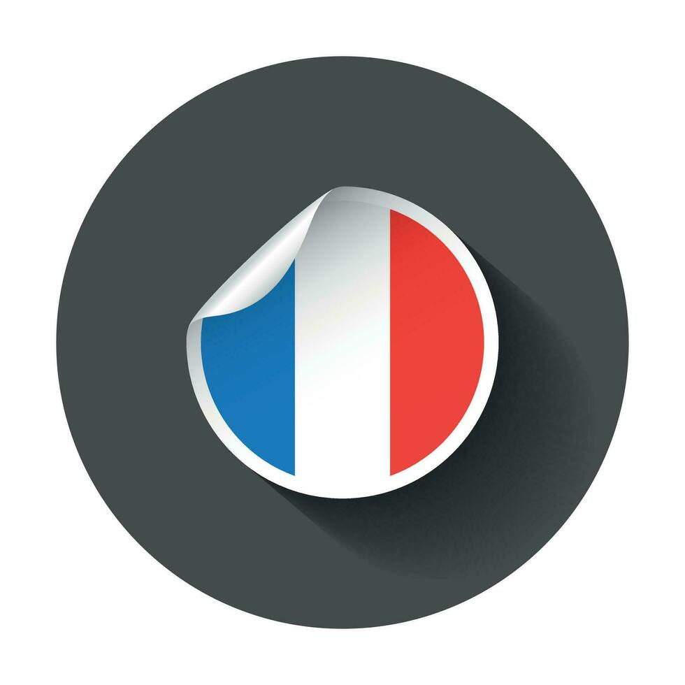 France sticker with flag. Vector illustration with long shadow.