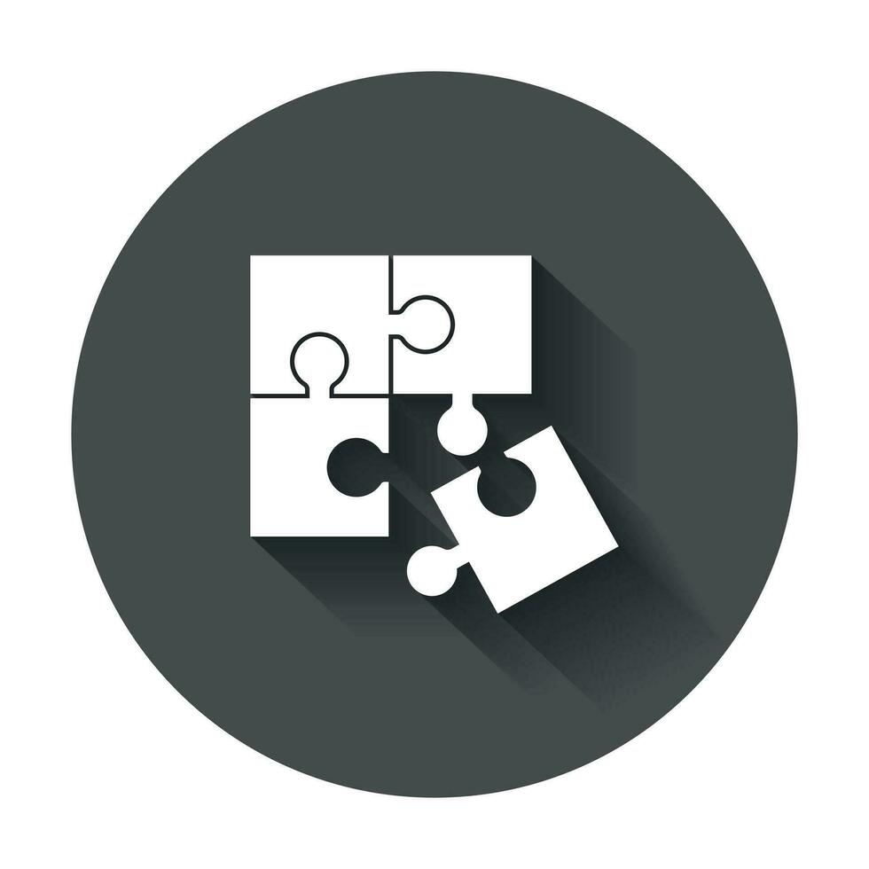 Puzzle icon flat illustration with long shadow. vector