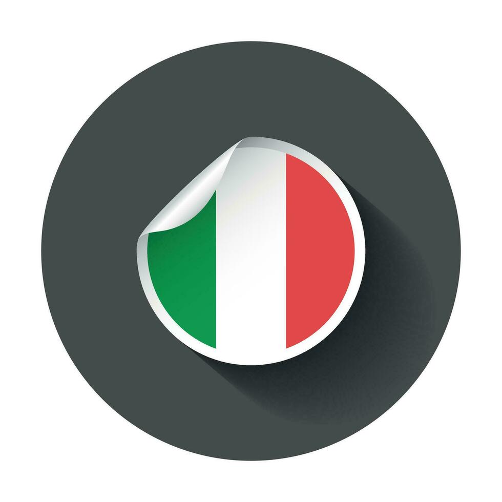 Italy sticker with flag. Vector illustration with long shadow.