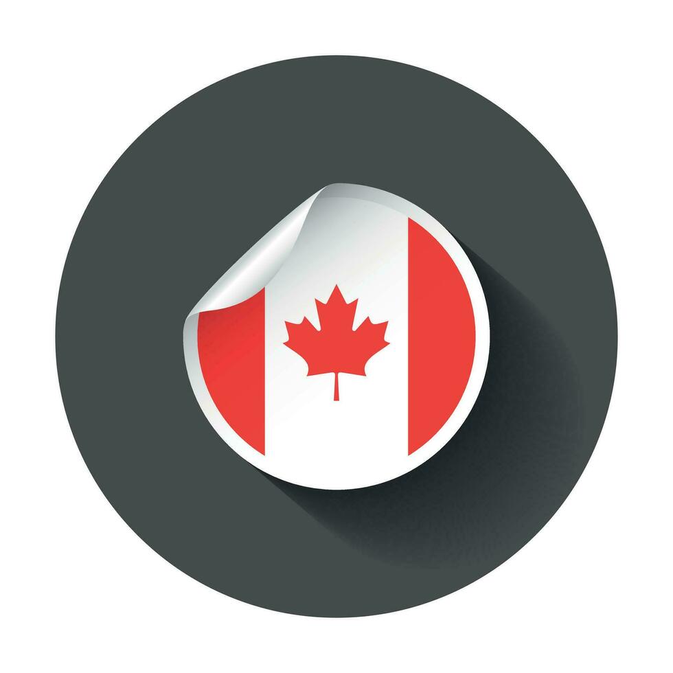 Canada sticker with flag. Vector illustration with long shadow.