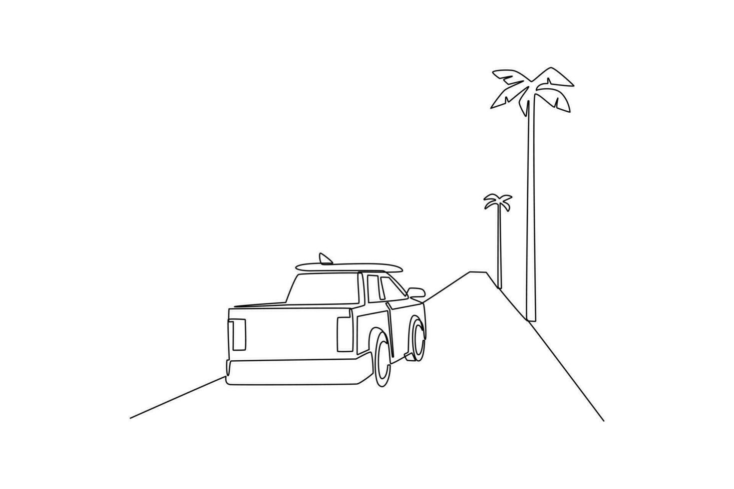 Continuous one line drawing road trip concept. Single line draw design vector graphic illustration.