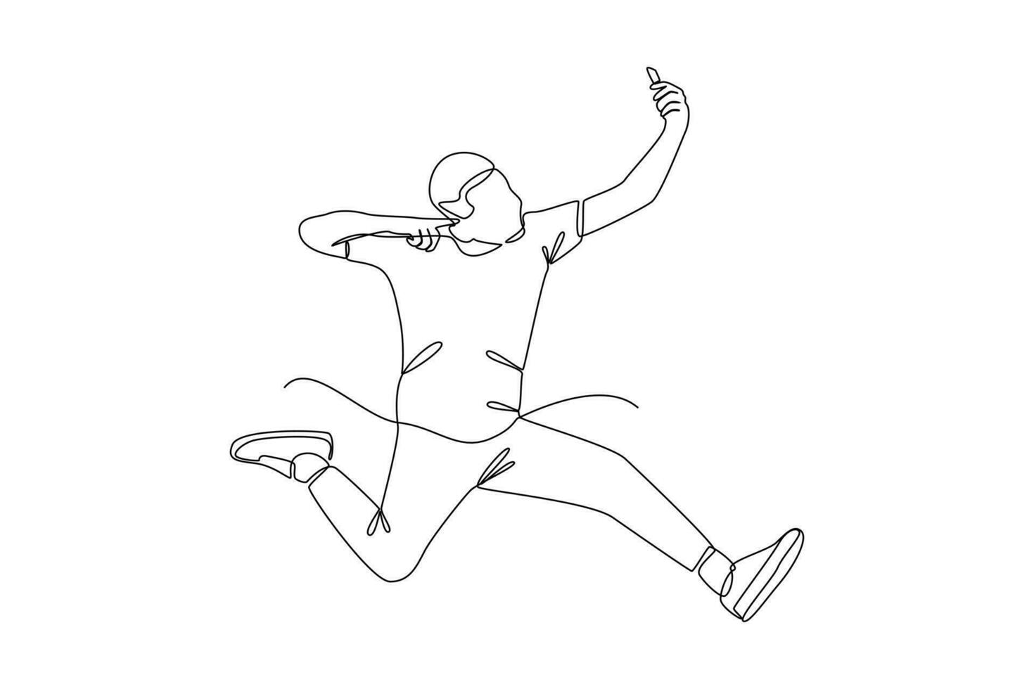 Single one line drawing Happy free people flying, floating and jumping in air. Freedom concept. Continuous line draw design graphic vector illustration.