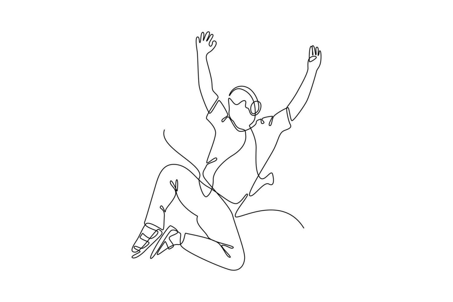 Single one line drawing Happy free people flying, floating and jumping in air. Freedom concept. Continuous line draw design graphic vector illustration.