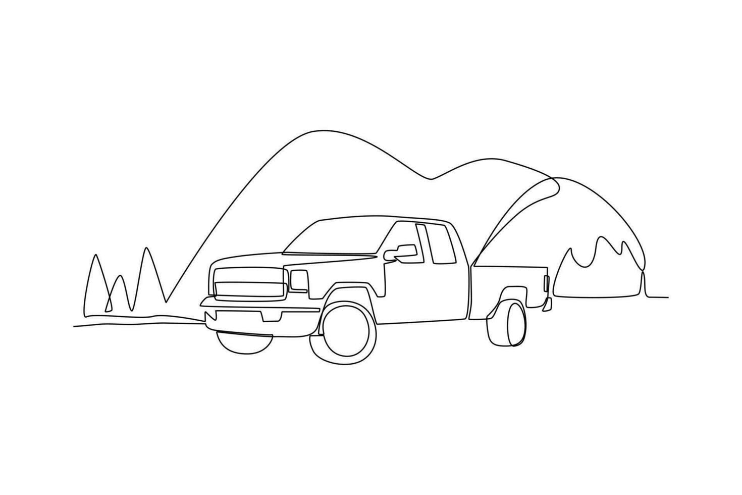 Continuous one line drawing road trip concept. Single line draw design vector graphic illustration.