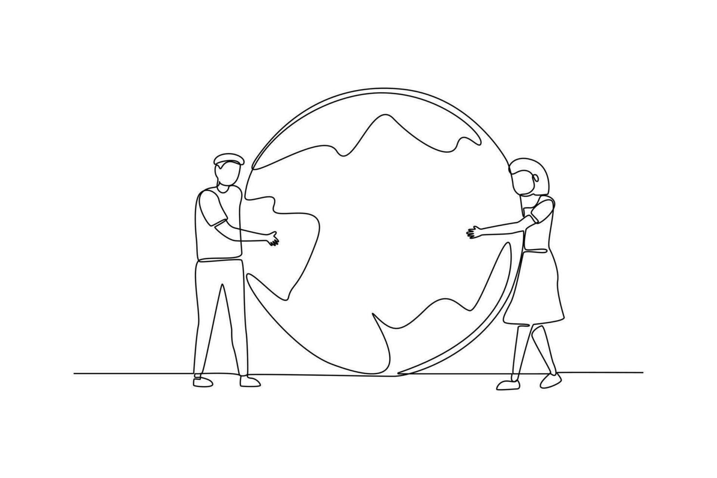 Single one line drawing world ozone day concept. Continuous line draw design graphic vector illustration.