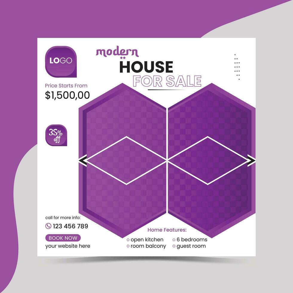 Real estate business banner design collection. Home sale or real estate banner design. Set of social media post templates for real estate home sale promotion Pro Vector