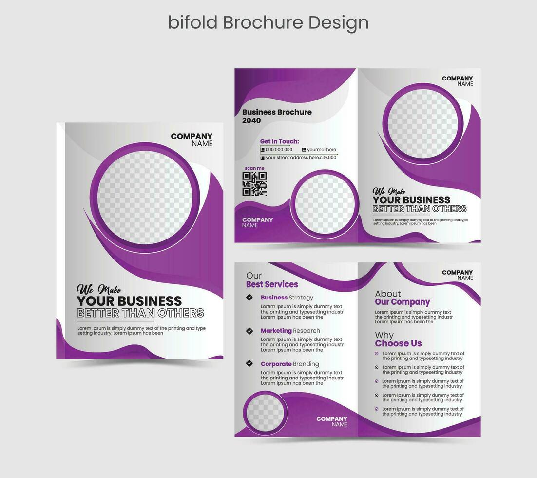 Business bifold brochure design template Pro Vector