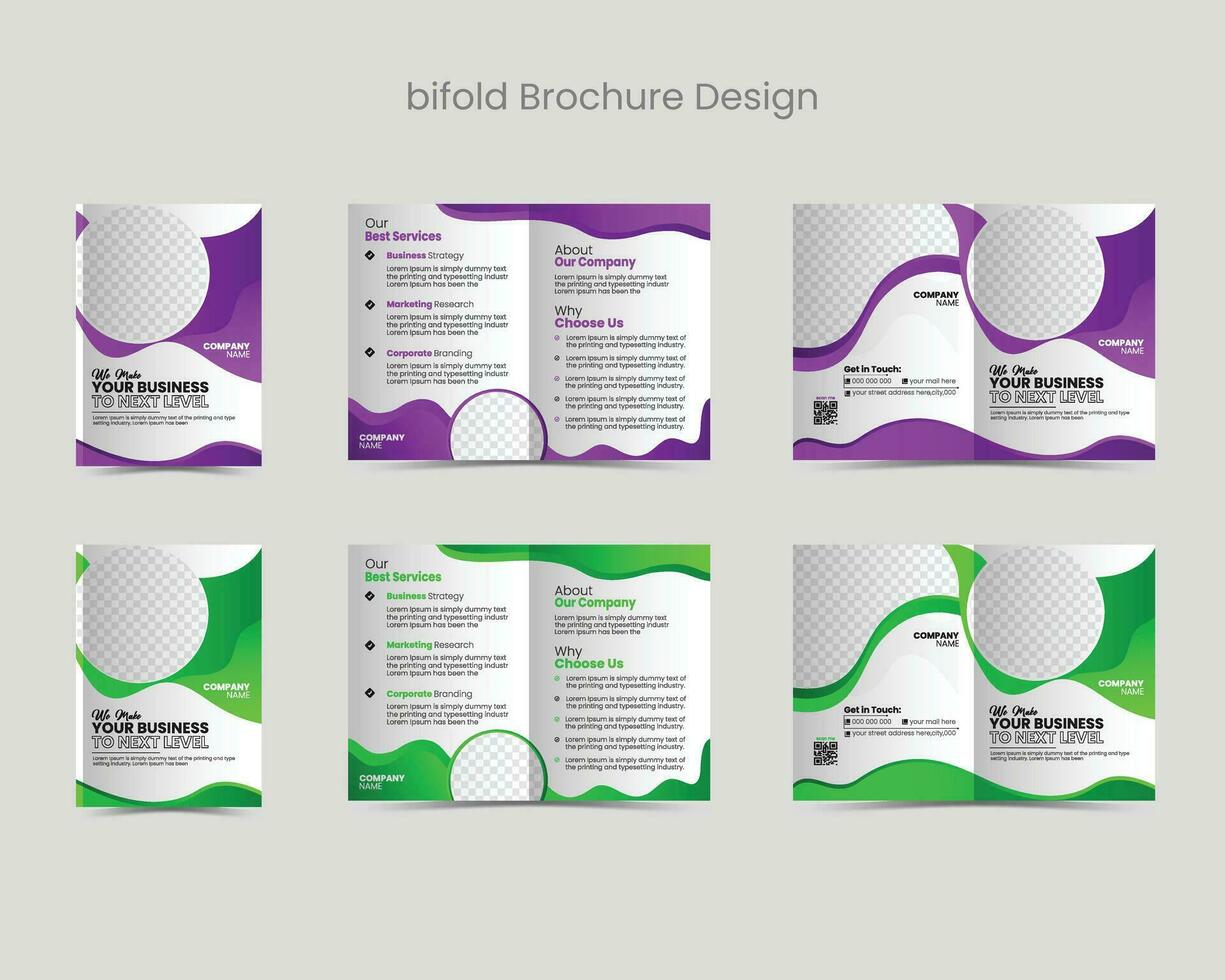 business bifold brochure design templete vector