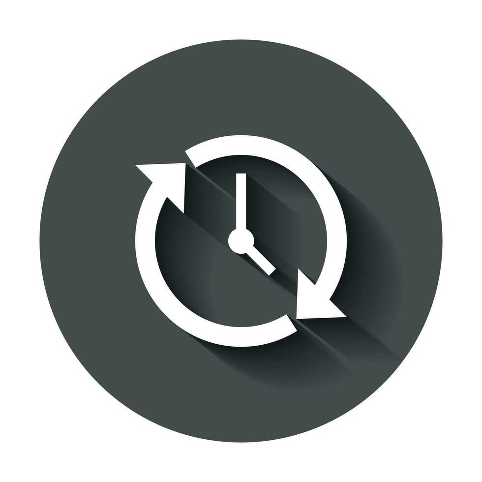 reloj cuenta regresiva icono en plano estilo. hora cronómetro vector ilustración con largo sombra. reloj negocio concepto.