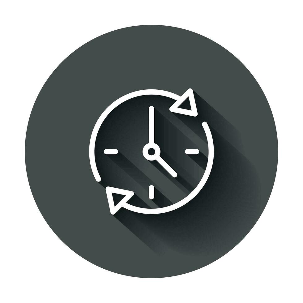Clock countdown icon in flat style. Time chronometer vector illustration with long shadow. Clock business concept.