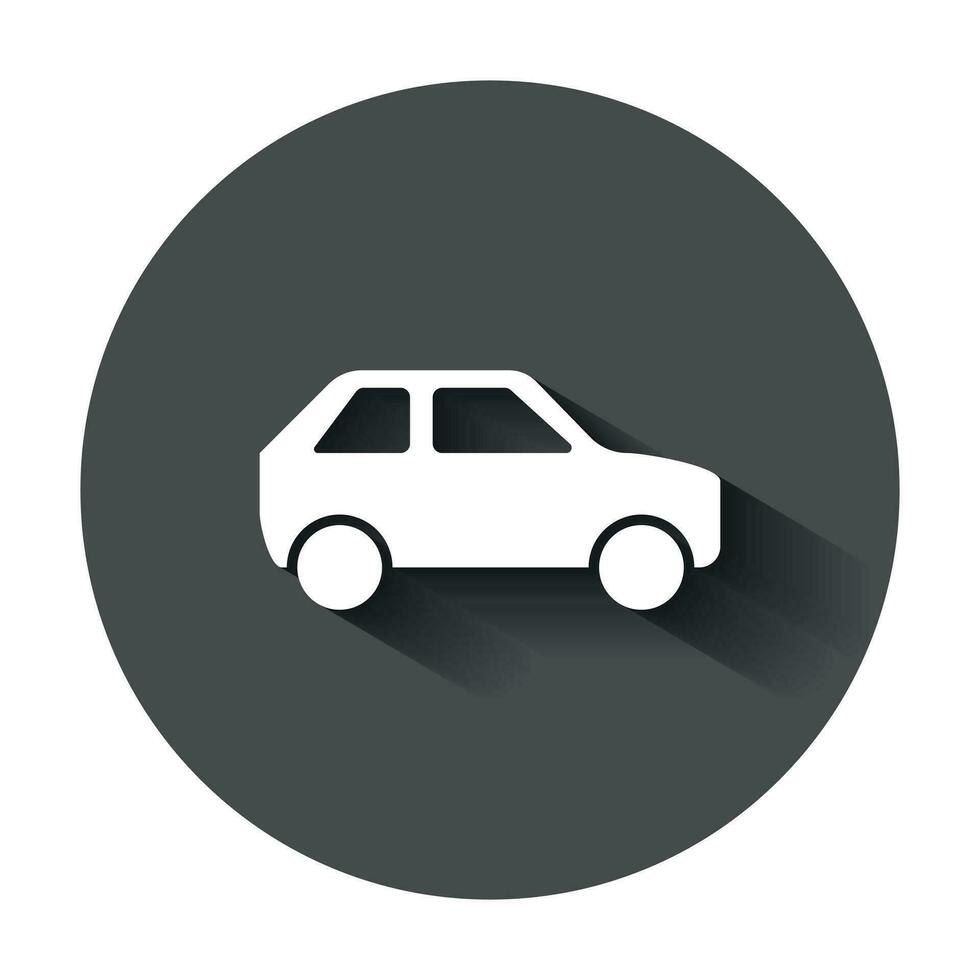 Car icon in flat style. Automobile car vector illustration with long shadow. Auto business concept.