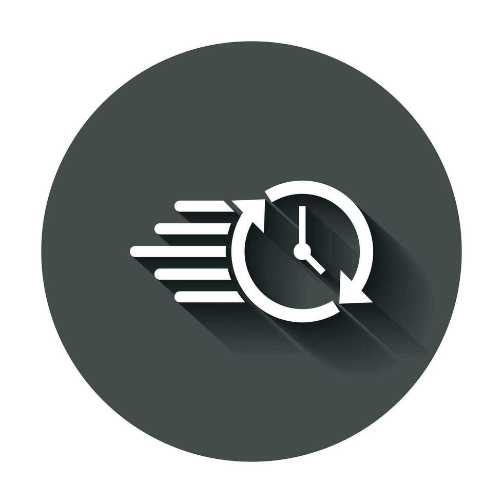 Clock countdown icon in flat style. Time chronometer vector illustration with long shadow. Clock business concept.