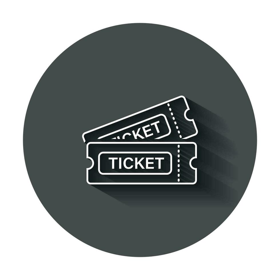 Cinema ticket icon in flat style. Admit one coupon entrance vector illustration with long shadow. Ticket business concept.