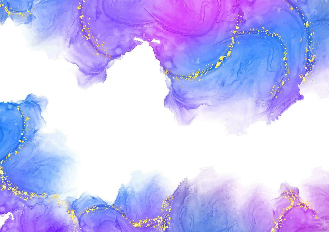 elegant hand painted alcohol ink background with gold glitter vector