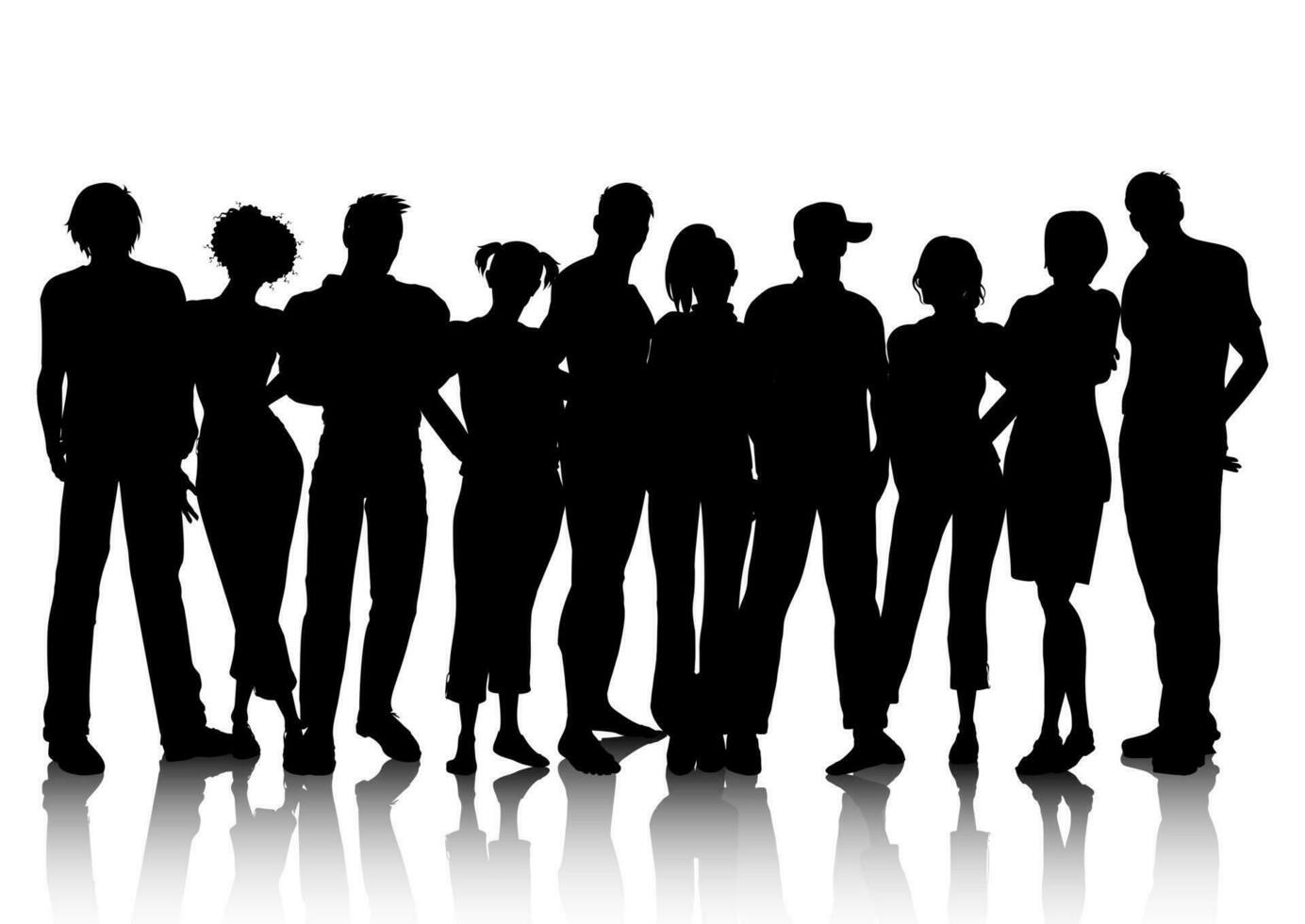 silhouette of a crowd of people vector