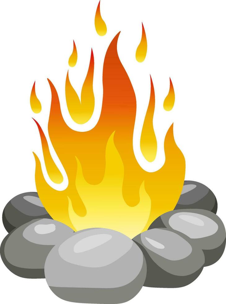 campfire and bonfire vector with stone illustration