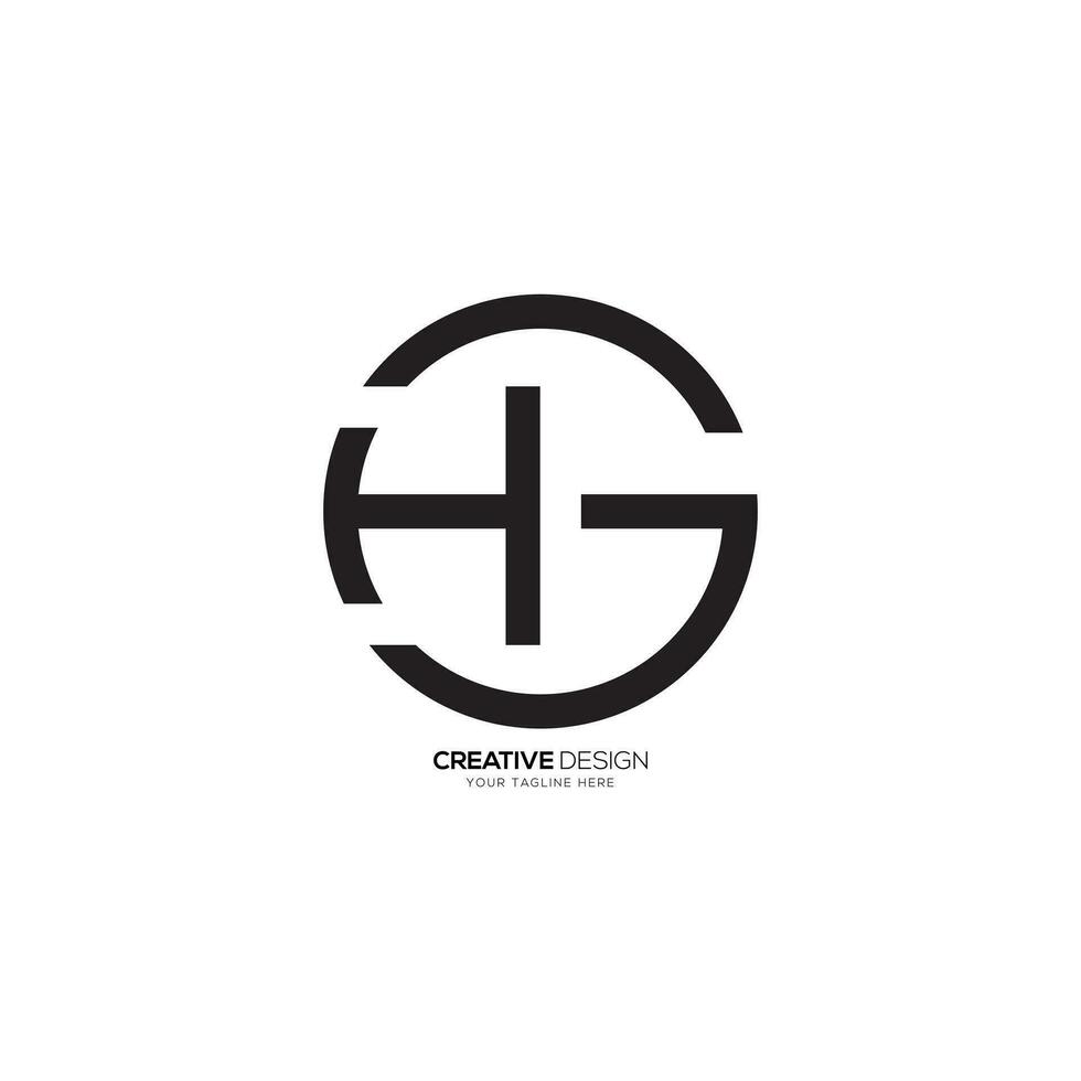 Rounded letter HG or GH creative line art circle shape monogram unique logo. HG logo. GH logo vector