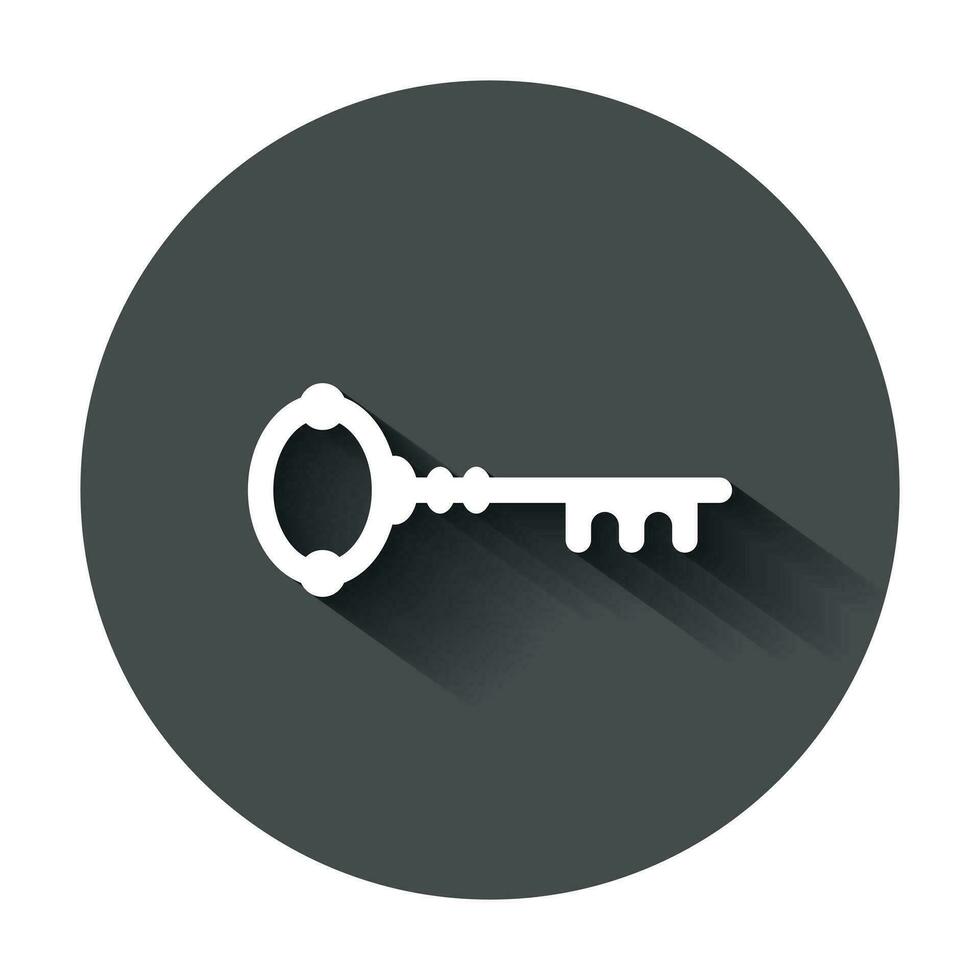 llave icono en plano estilo. acceso iniciar sesión vector ilustración con largo sombra. contraseña llave negocio concepto.