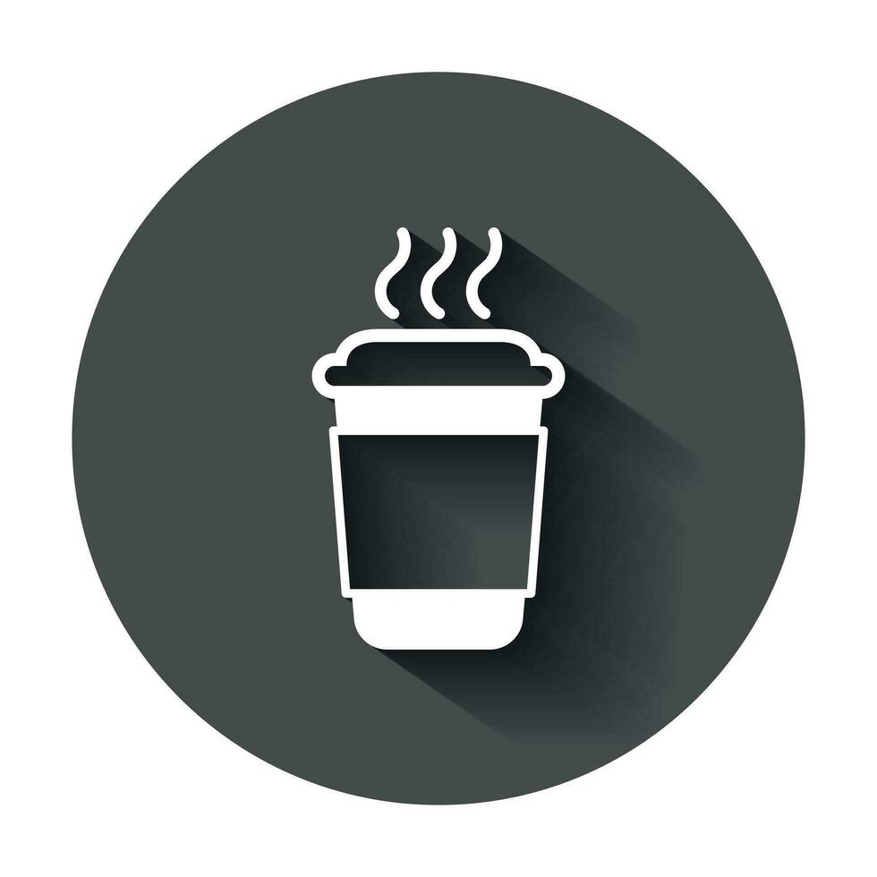 café, té taza icono en plano estilo. café jarra vector ilustración con largo sombra. bebida negocio concepto.