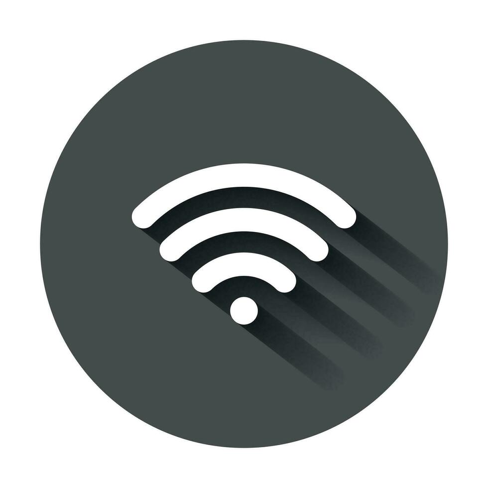 Wifi internet sign icon in flat style. Wi-fi wireless technology vector illustration with long shadow. Network wifi business concept.