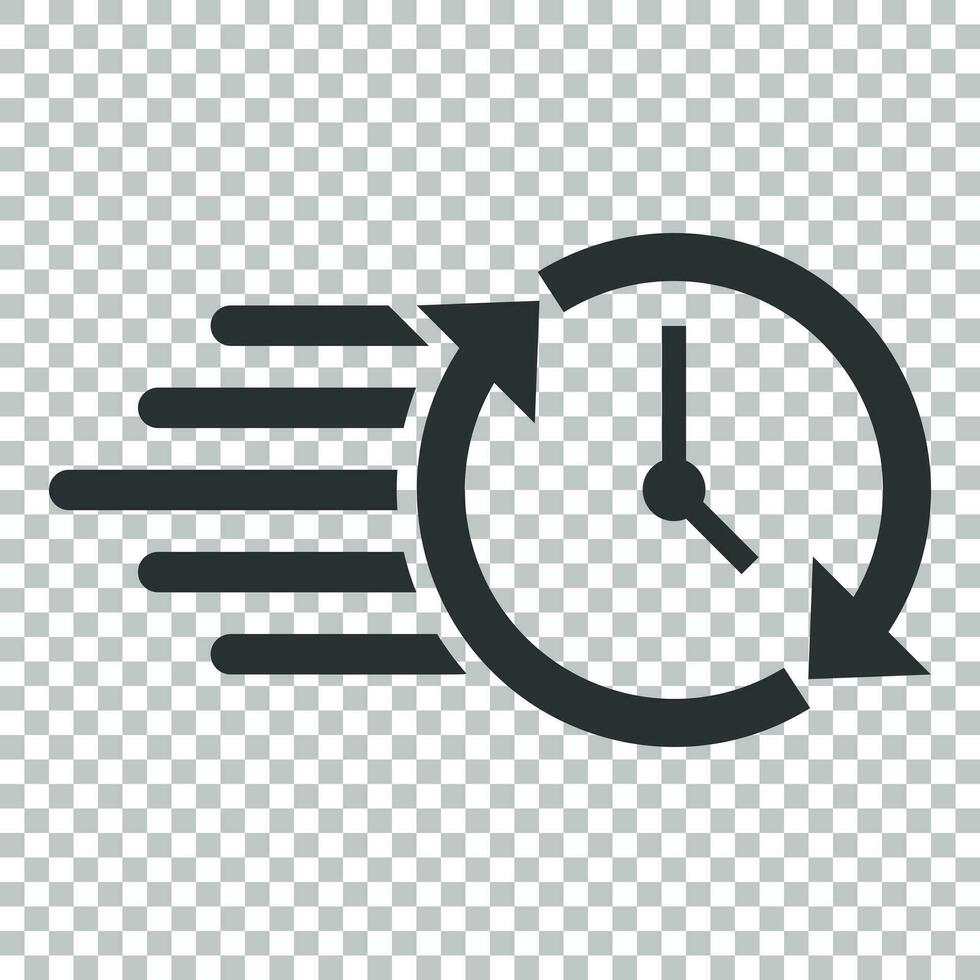 Clock countdown icon in flat style. Time chronometer vector illustration on isolated background. Clock business concept.