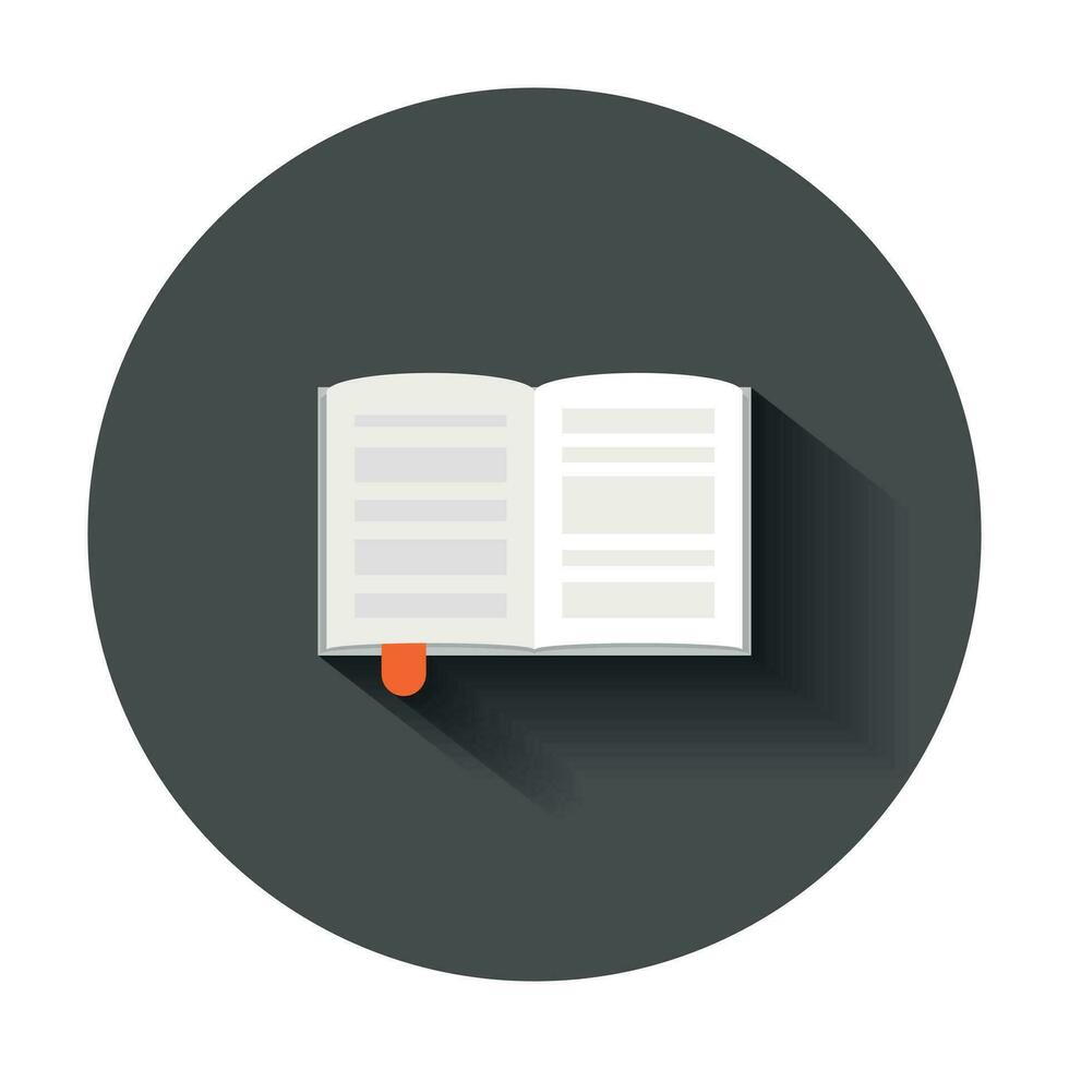 Book education icon in flat style. Literature magazine vector illustration with long shadow. Book paper business concept.