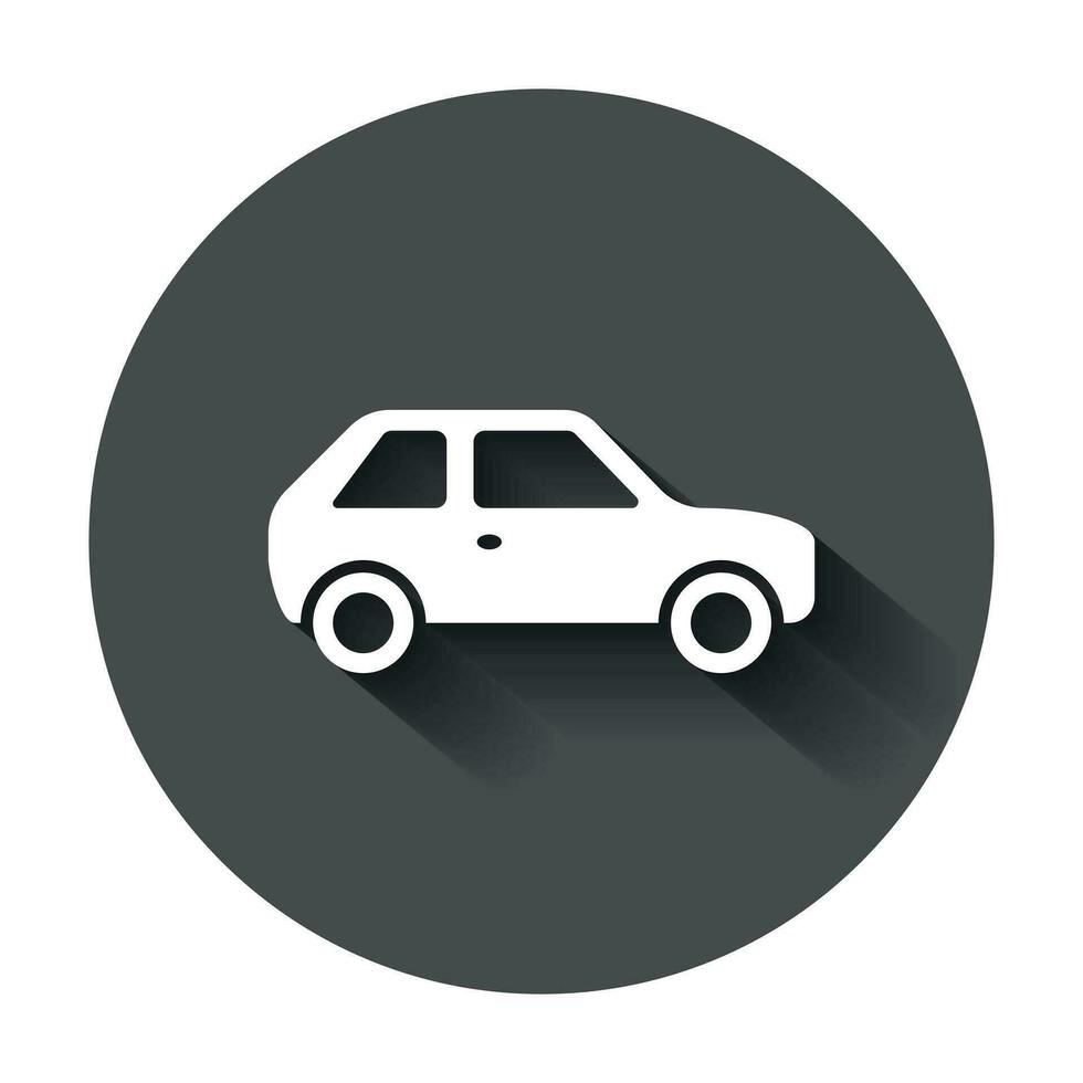 Car icon in flat style. Automobile car vector illustration with long shadow. Auto business concept.