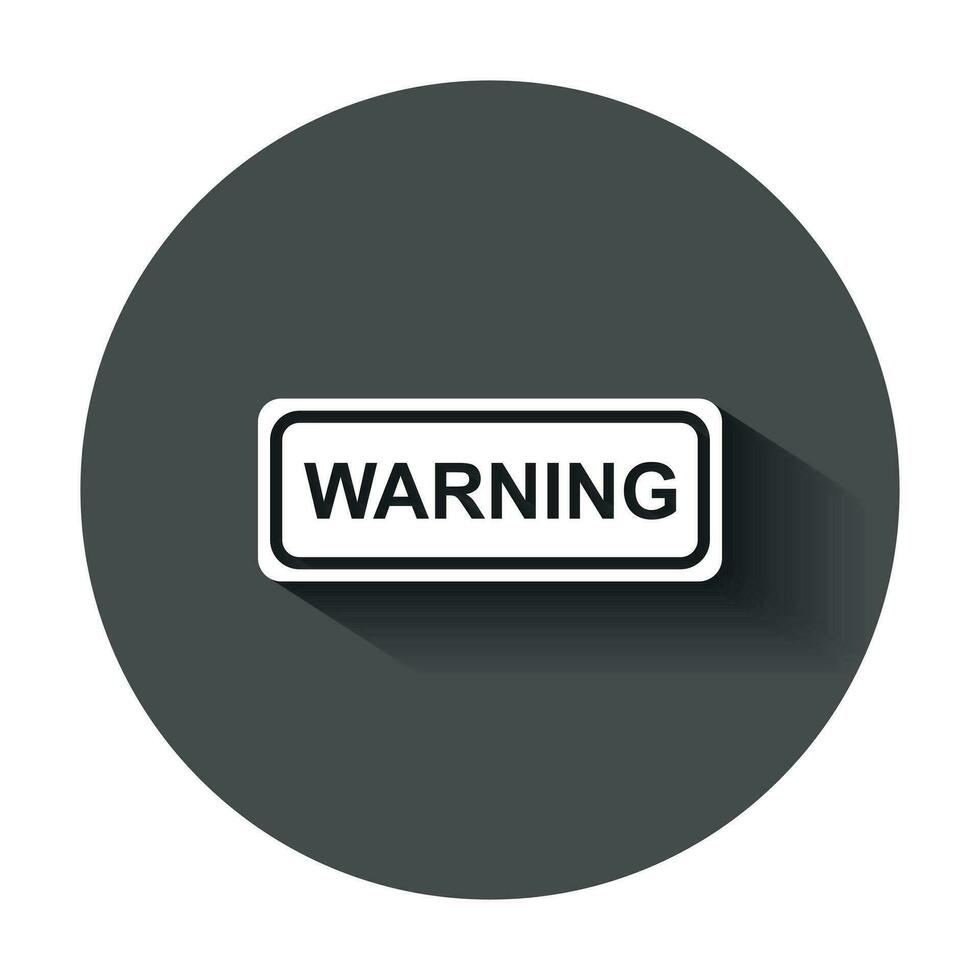 Warning, caution sign icon in flat style. Danger alarm vector illustration with long shadow. Alert risk business concept.