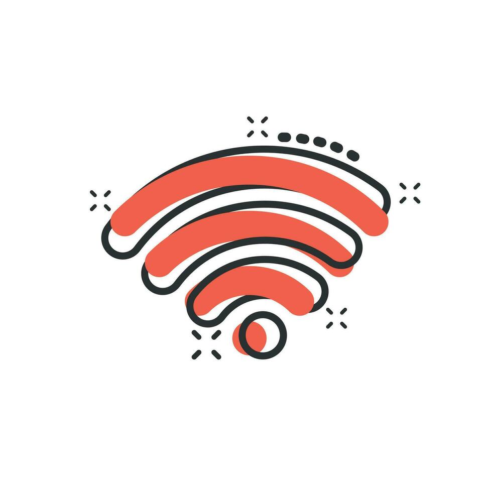 Wifi internet icon in comic style. Wi-fi wireless technology vector cartoon illustration pictogram. Network wifi business concept splash effect.