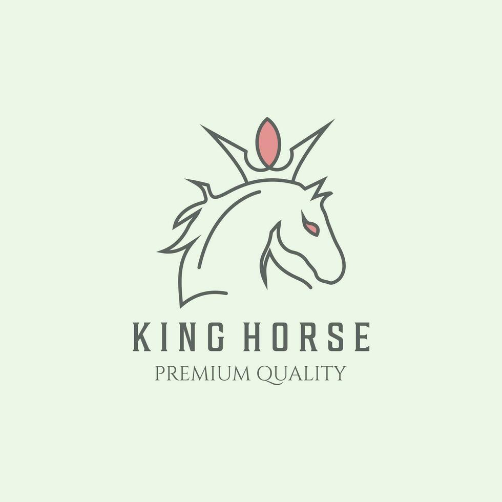 king horse minimalist logo symbol line art illustration design vector