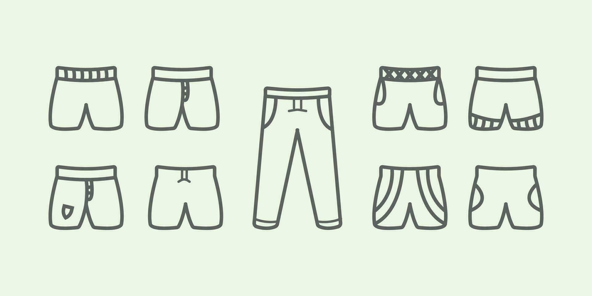 conjunto pantalones pantalones cortos logo línea Arte minimalista ilustración diseño tienda vector