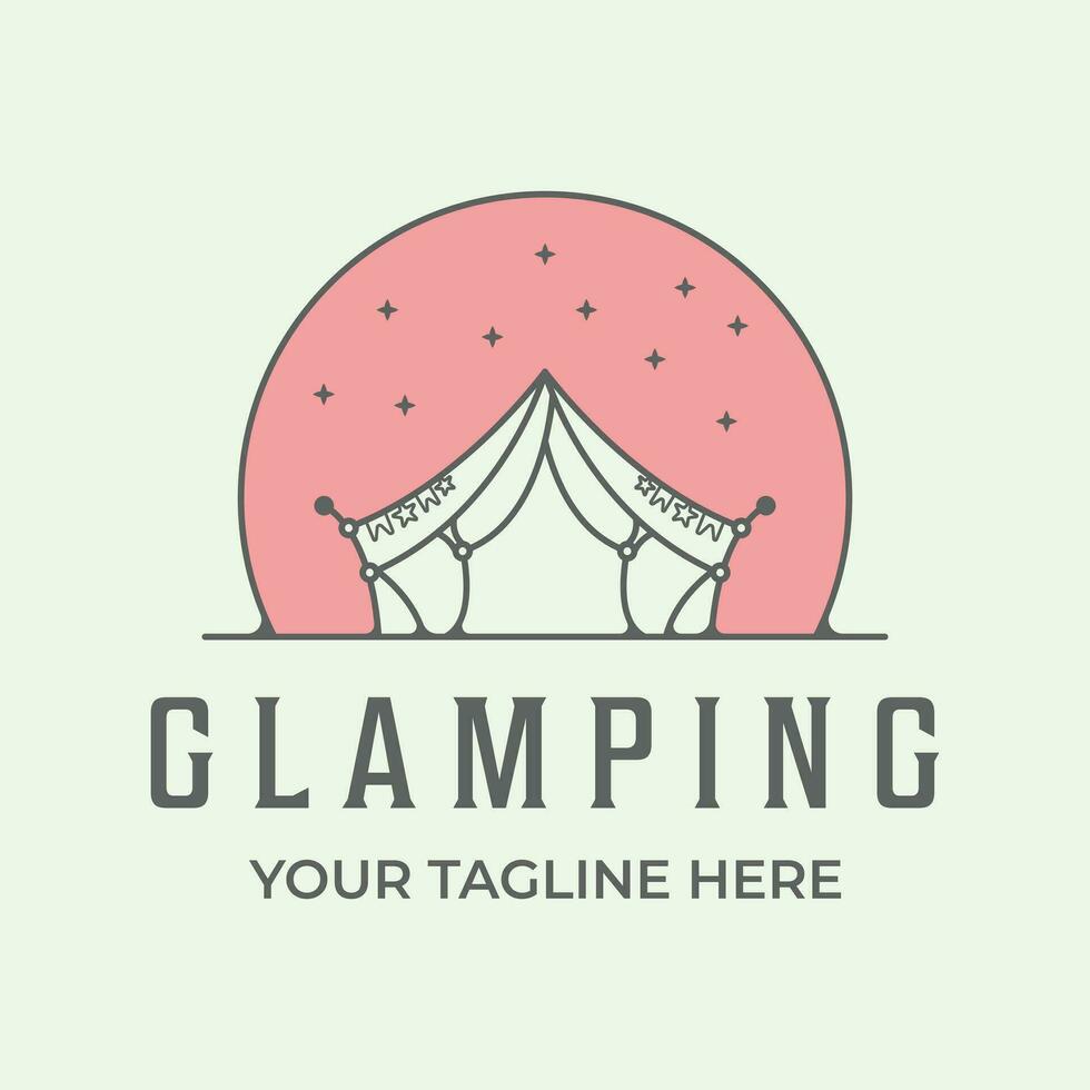 glamping logo line art design minimalist icon holiday vector
