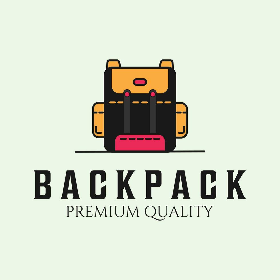 backpack vintage retro logo design creative minimalist illustration vector
