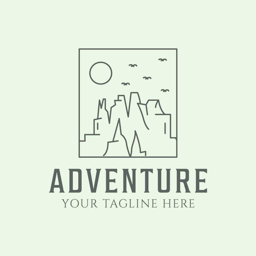 nature adventure minimalist illustration design icon mountain forest vector