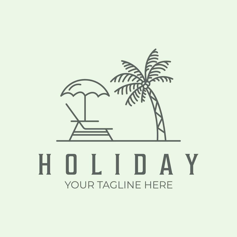 summer holiday line beach design art minimalist illustration logo vector