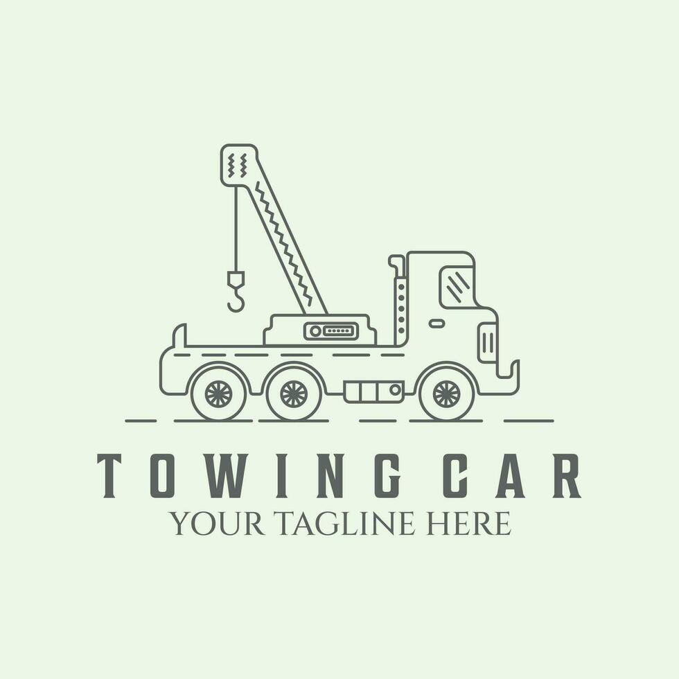 towing car logo line art minimalist design illustration vector