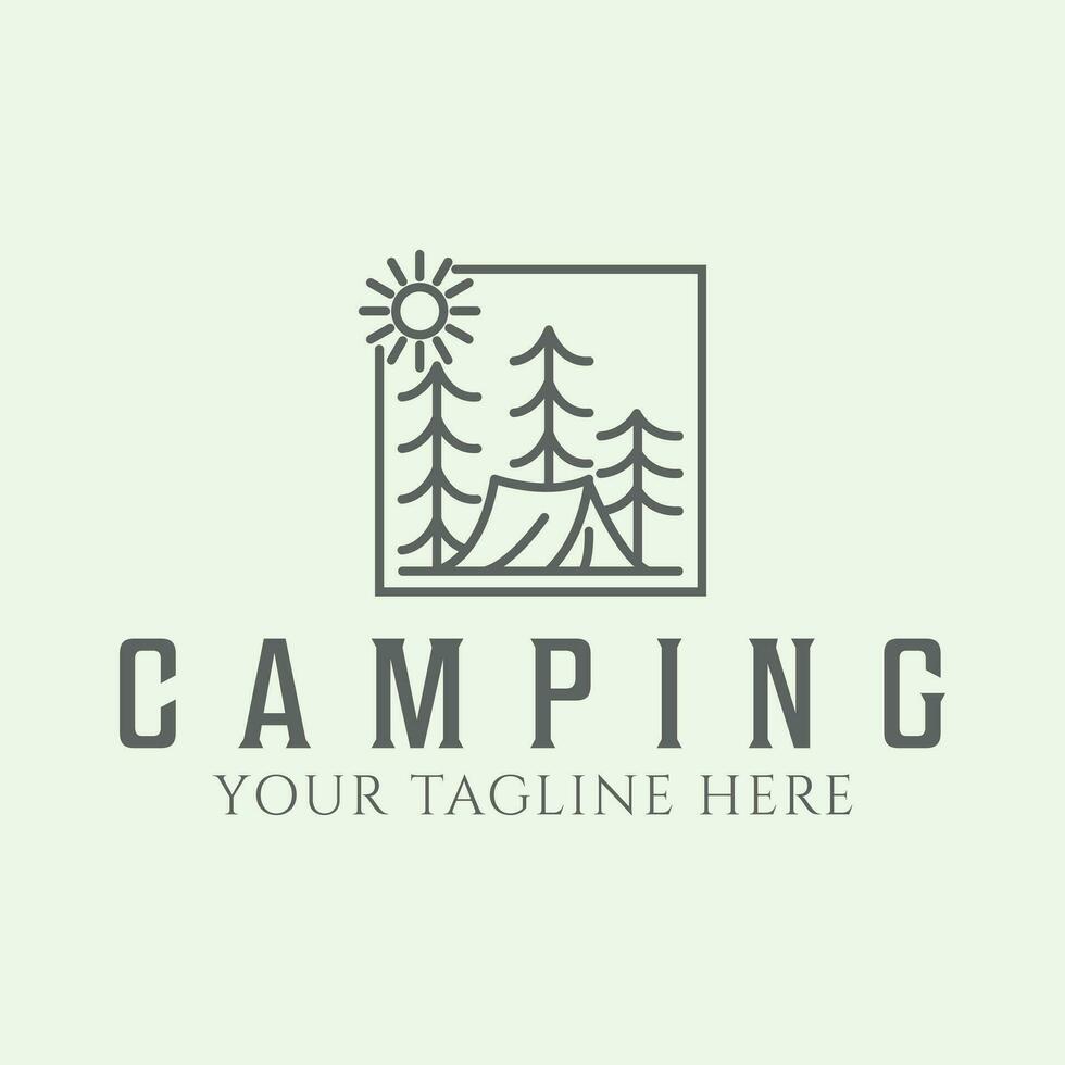 acampar al aire libre minimalista símbolo línea Arte icono naturaleza vector