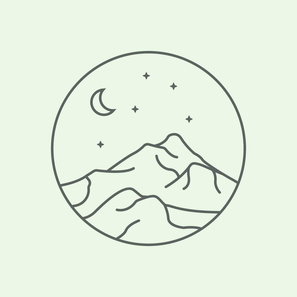 mountains line art logo design minimalist illustration icon vector