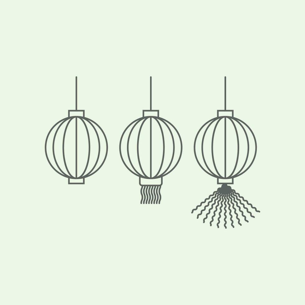 Lanterns or Deng in China Long line art minimalist design traditional vector