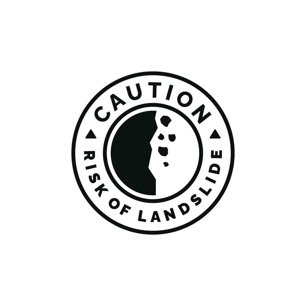 Risk of landslide caution warning symbol design vector