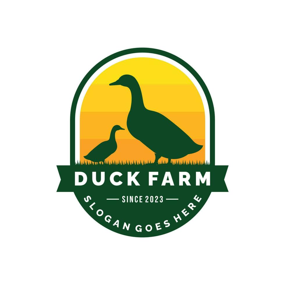 Duck farm logo design vector. Livestock logo vector