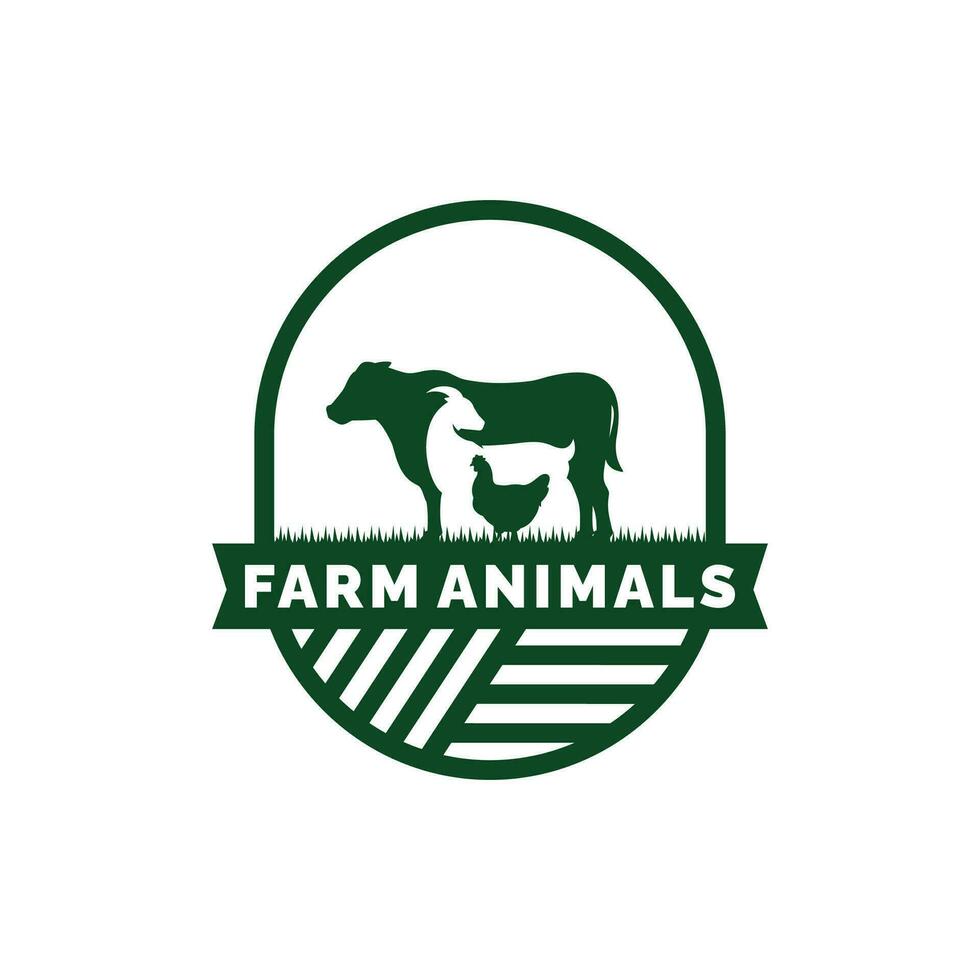 Farm animals logo design vector. Livestock logo vector