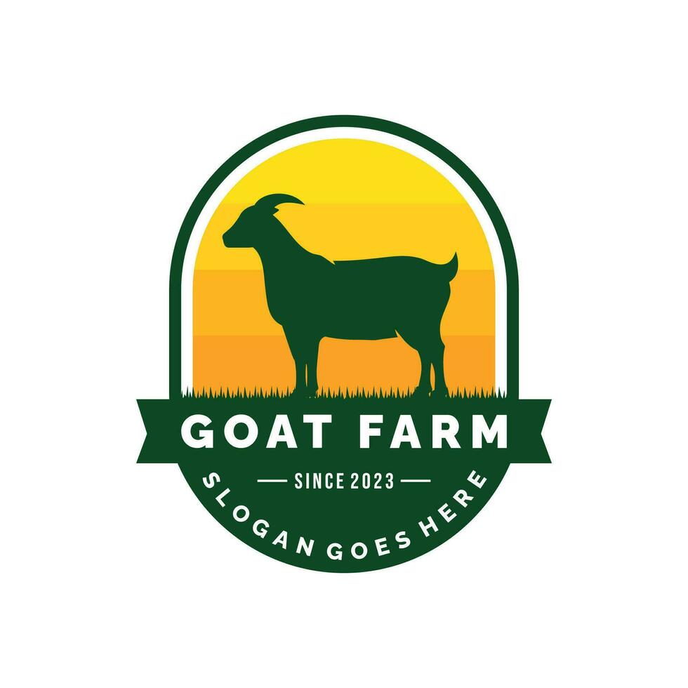 Goat farm logo design vector illustration. Livestock logo vector