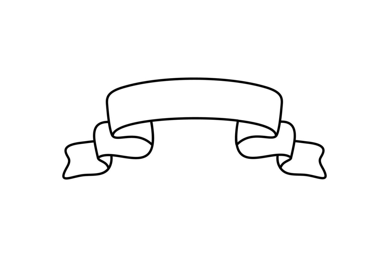Line ribbon banner icon, Web design element. Hand drawn vector illustration. Place for your text for business, greeting card and holidays copy space