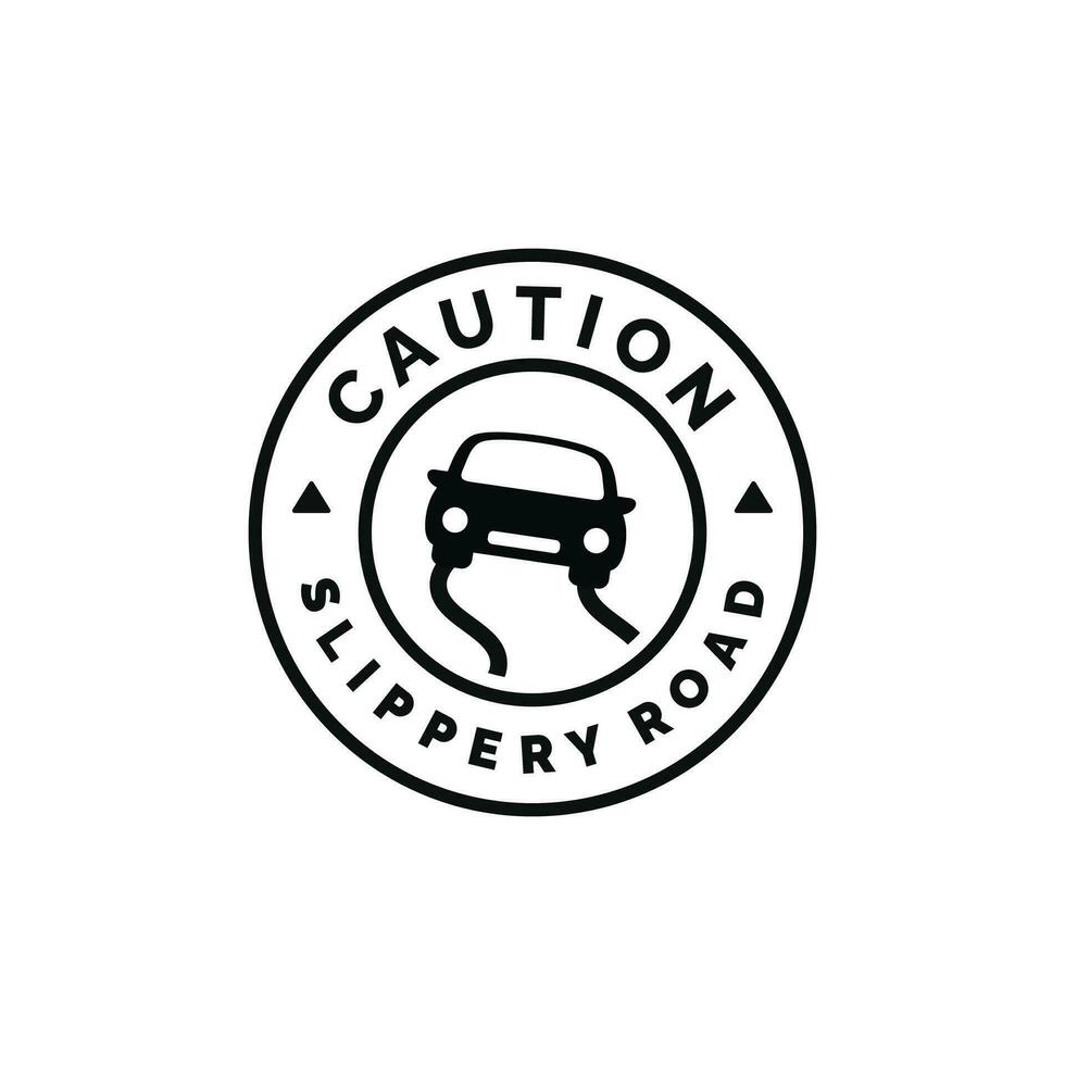 Slippery road caution warning symbol design vector