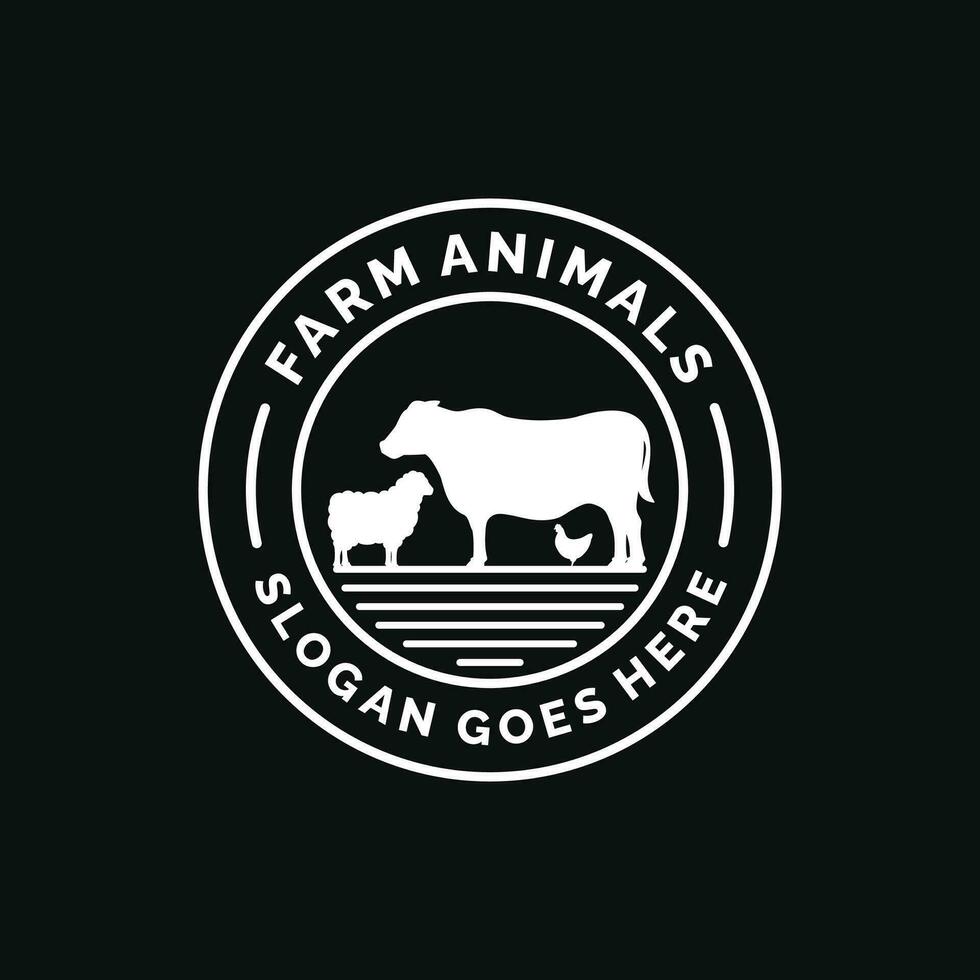 Farm animals logo design vector. Livestock logo vector