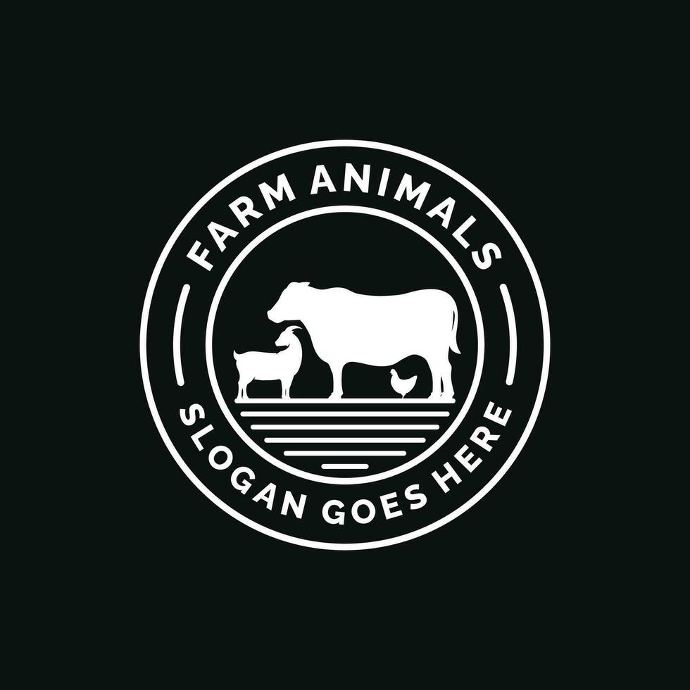 Farm animals logo design vector. Livestock logo vector