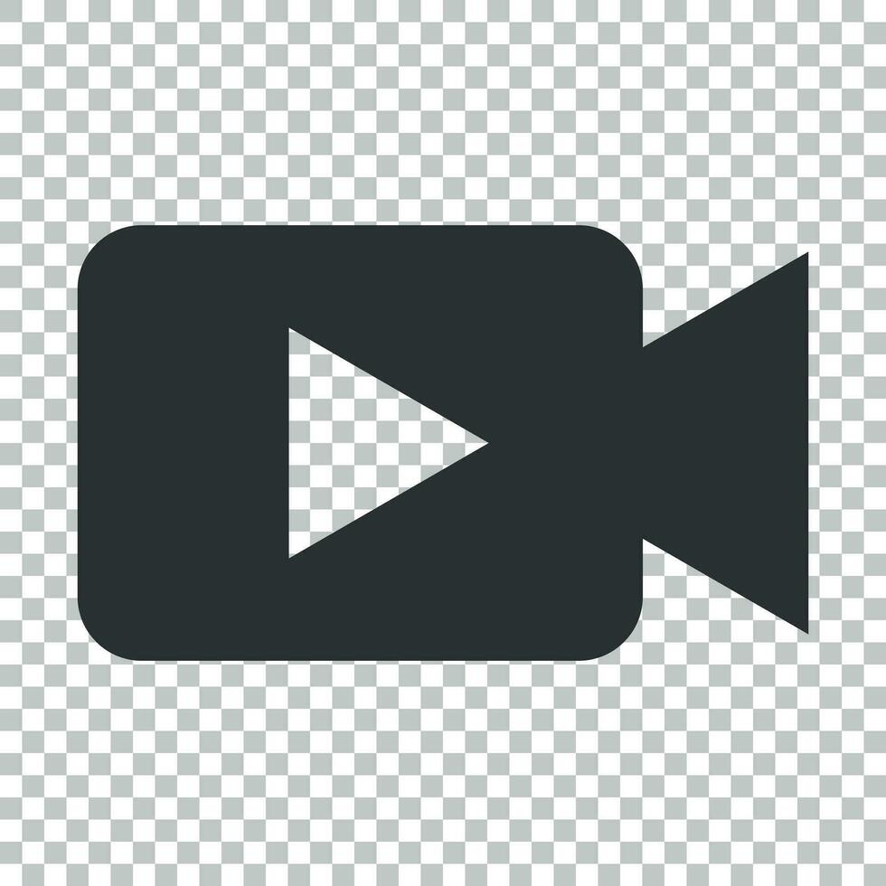 Video camera icon in flat style. Movie play vector illustration on isolated background. Video streaming business concept.